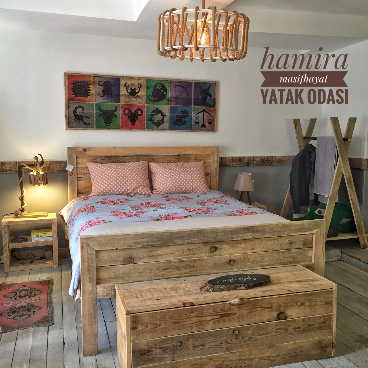 Rire Masif Ahşap Yatak Hamira l Masif Hayat